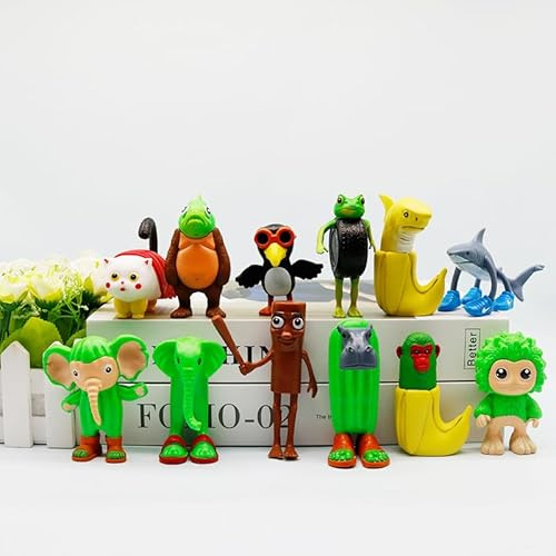 Generisch Tung Tung Tung Tung Sahur Figur | Italian Brainrot Figures 12er Set, 3D Printed Tralalero Tralala Figur, BRR BRR Patapim, Lirili Larila Tiermodell Sammlerstück (12er)