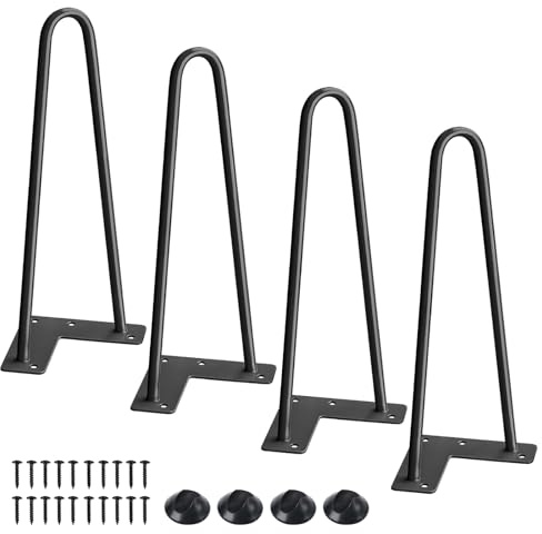 ONNIJUN Lot de 4 pieds de table en épingle à cheveux en métal pour canapé, bureau, table basse, chaise, banc, armoire, lit - Noir - 30 cm