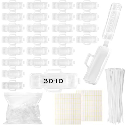 100 Stück Kabelbeschriftung Clip Set Wiederverwendbare Kabelmarkierung | mit 100 Kabelmarker + 100 Kabelbinder + 2 Etikettenbögen, für Elektroinstallation, Serverraum, Büro und Haushalt (3010)