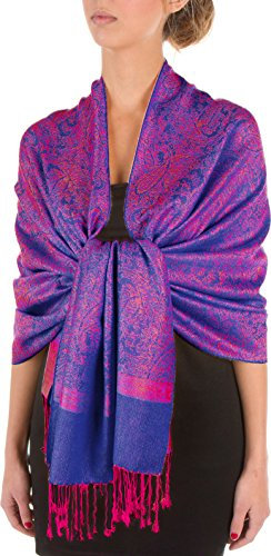 Sakkas 70 X 28 Paisley Selbst-Design Schal/Wrap/Stola - Lila Fuscia