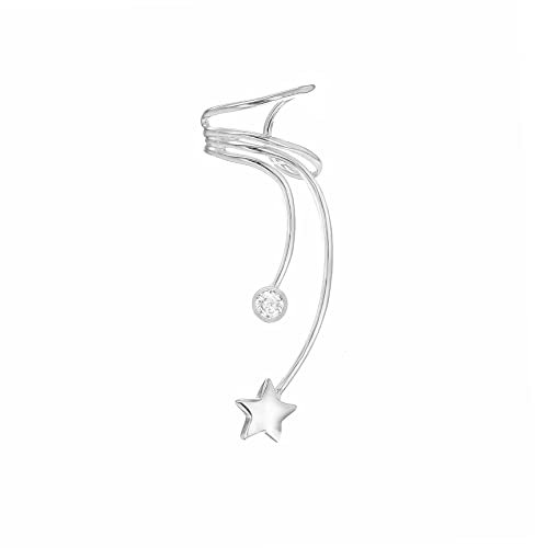 Tuscany Silver Damen-Ohrklemme Sterling Wire Star and Cubic Zirconia Ear Cuff 925 Silber Zirkonia weiß Rundschliff-8.50.0209