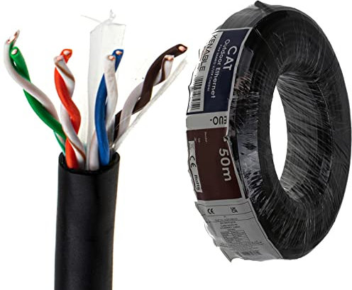 kenable External CAT6 UTP Outdoor Copper Ethernet Cable - 50m Black Reel