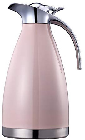 European Style 68 Ounce Vacuum Insulated Stainless Steel Carafe by BonNoces/Stainless Steel Coffee Carafe 2 Liter (Pink)
