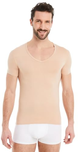 FINN Maglietta Intima Uomo Manica Corta - Scollo a V Profondo Invisibile