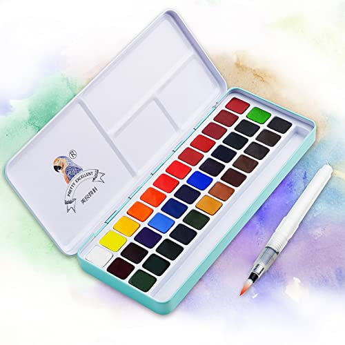 Paul Rubens MeiLiang Aquarellfarben set, 36 Wasserfarben mit Metallbox und Aquarellpinsel, perfekt für Studenten, Kinder, Anfänger und Künstler