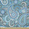 ABAKUHAUS Hellblau Stoff als Meterware, Asiatische Elemente Paisley, Microfaser Stoff für Dekoratives Basteln, 1M (230x100cm), Hellblau Schwarz Blau