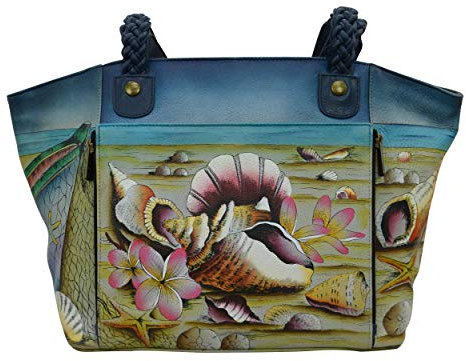 Anuschka Women’s Genuine Leather Classic Work Tote|Hand Painted Exterior |Caribbean Dream