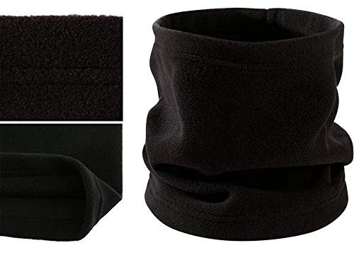 Thermal Fleece Neck Warmer Mask Winter Snood Scarf Tube Cycling Motorbike Ski Face Balaclava UK (BLACK MOTORBIKE NECK SCARF)