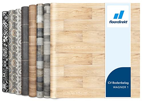 Floordirekt PVC Bodenbelag Meterware nach Maß Vinylboden, CV Linoleum für Küche & Balkon in Holzoptik, Fliesenoptik, Steinoptik - robust & pflegeleicht 100 x 1000 cm | Eiche Antik | Wagner 1