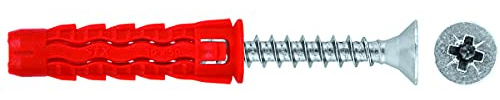 Universaldübel mit Senkkopfschrauben, 6 x 30 mm, Nylon, für Gipskarton, Ziegel, Trockenbau, 100 Stück
