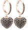 Orecchino a cerchio da donna a forma di cuore, orecchini a goccia ipoallergenici placcati in oro rosa e argento con zirconi (Nero, Oro rosa)