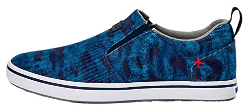 XTRATUF Men's Sharkbyte Durable Water-Resistant Breathable Slip-Resistant Fishing Eco Deck Shoes, Blue Camo, 12