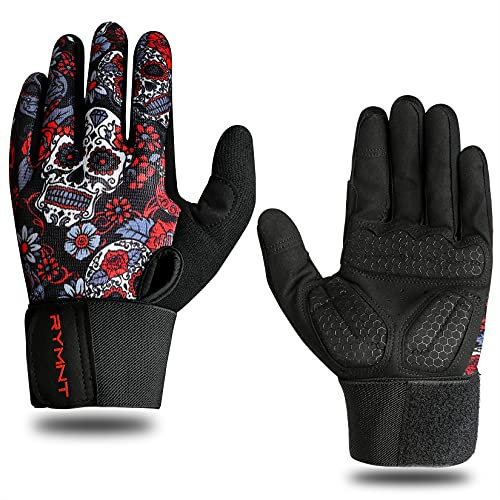 Vollfinger-Workout-Handschuhe für Herren, gepolsterte Gewichtheber-Handschuhe mit Handgelenkbandage, Unterstützung für Fitnessstudio, Crossfit, Gewichtheben, Bodybuilding und Krafttraining, Größe L