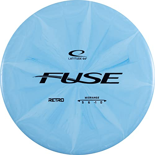 Latitude 64 Retro Burst Fuse Midrange Disc Golf, Anfänger Outdoor-Spiele, Midrange Frisbee, 170 g +, Stempelfarbe und Burst-Muster variieren, Blau