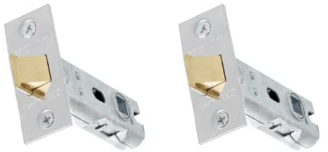 UAP 65mm Tubular Door Latch with Square Corners - 2-Pack Stainless Steel Internal Door Lock Set with Strike Plate & Fittings for Home, Office & Commercial Use (2 Pack, 65mm, Polished Stainless)