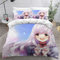 ZLKEJI Bettwäsche 135x200 cm Kinder Jungen Mädchen Bettwäsche Set Japanische Anime Mädchen mit Kirschblüten Bettbezug Set mit 2 Kissenbezüge 80 x80 cm Bettwäsche Set 4 Teilig Flauschig Bettwäsche