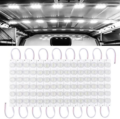 Linkstyle 12V Van LED Interior Light, 90 LEDs Interior Ceiling Light Kit Waterproof Ceiling Dome Lamp for Van RV Trailer Boat Bus(15 Modules, White)