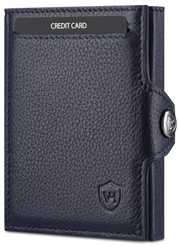 VON HEESEN Slim Wallet mit RFID-Schutz - Mini Geldbörse Herren & Damen klein - Kreditkartenetui Geldklammer Kartenetui - Geldbeutel Portmonee Portemonnaie klein (Blau)
