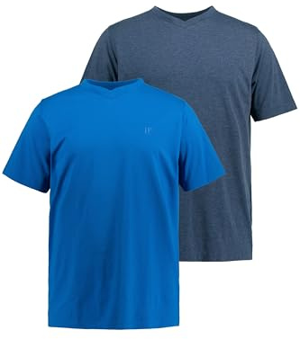 JP 1880 Herren große Größen Übergrößen Menswear L-8XL T-Shirt, V-Ausschnitt, Halbarm, bis 8 XL blau 8XL 711318730-8XL