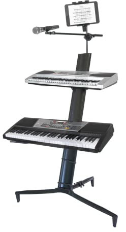 Sardoxx Portable Keyboard Stand Spider DJ Controller Stand DJ Mixer Stand Synthesizer Stand 2-Tier Column Keyboard Stand For 61 76 88 Key Keyboard Aluminum With Carrying Bag/ Holder