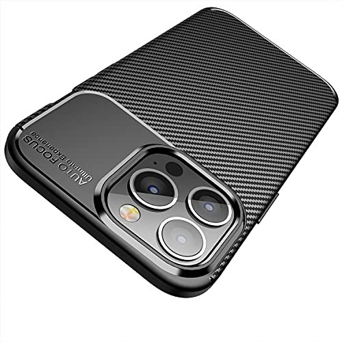 AVANA Hülle für iPhone 14 Pro Schutzhülle Flexibles Slim Case Schwarz Bumper Silikon Kratzfest Kohlefaser Cover Carbon Optik