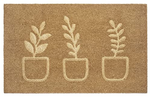 Hanse Home Kokos Fußmatte für Innen 45x75cm – Fussmatte Kokosmatte Schmutzfangmatte Blumen Flower Design, rutschfest für Eingangsbereich & überdachten Außenbereich – Natur