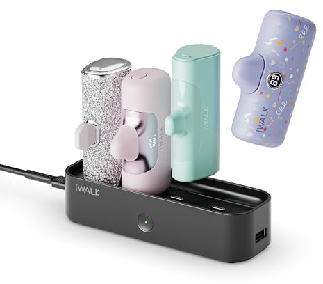 iWALK LinkPod Station - Cargador portátil de 3350 mAh, 4500 mAh, 4800 mAh para estación de Carga de iPhone, estación de Carga USB-C múltiple de tamaño Familiar para el hogar (Solo estación), Color