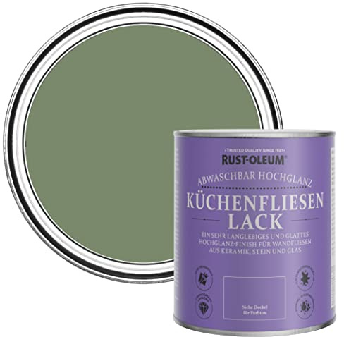 Rust-Oleum Green Water-Resistant Kitchen Tile Paint in Gloss Finish - All Green 750ml