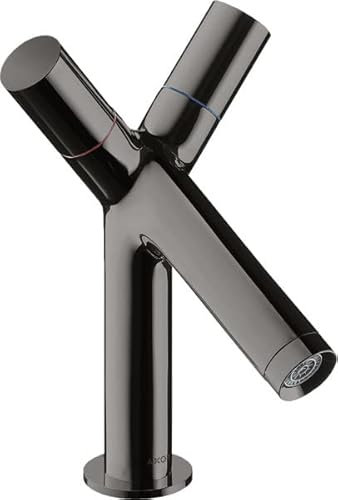 hansgrohe AXOR Starck 2-Griff Waschtischarmatur 80 mit Zugstangen-Ablaufgarnitur, 10030330, Farbe: Polished Black Chrome