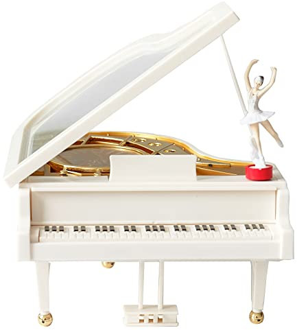 Fayemint White Piano Spieluhr, Dekoration Piano Spieluhr, Kreative Klavier Spieluhr, mit Tänzerin, für Dekoration von Büro, Geburtstag, Feiertagsgeschenk