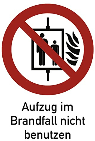 Dreifke® Aufkleber Aufzug im Brandfall nicht benutzen ISO 7010, Kombischild, Folie, 105x148 mm