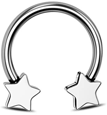 Jewseen G23 Titan Hufeisen Ohrringe 16G Stern Septum Ring Nase Hoops Tragus Ohrring Knorpel Hoop Helix Piercing Schmuck für Frauen Männer, Titan