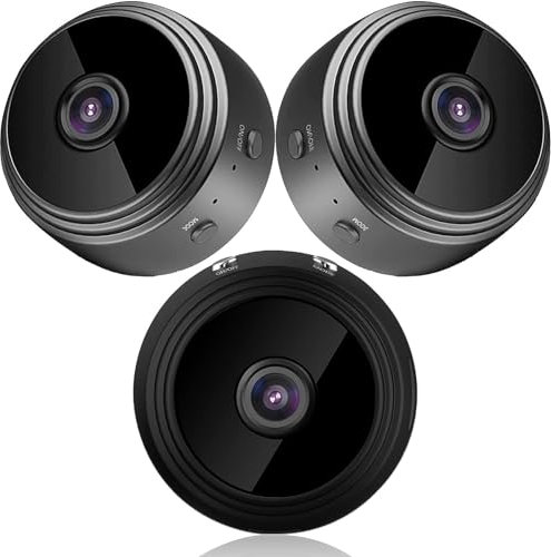 SONGYUKA 1080P HD Mini Wireless Security Camera (3-Pack) - Magnetic Indoor/Outdoor Home Surveillance for Families, Audio, 350mAh Battery, Night Vision, Perfect for Multi-Camera Setup(3-Pack)