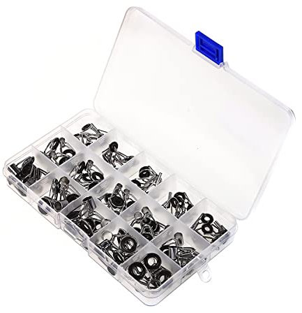 Angelrutenring, 75-teiliges Angelruten-Reparatur-Set, Angelrutenspitzen und Führungen, Ersatz-Set, Angelruten-Teile-Reparatur-Set, Keramik-Führungsringe, Ersatz