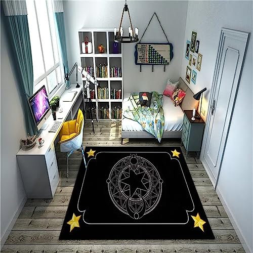 RUGMRZ Auslegware Teppichboden Geometrie Wohnzimmer Salon Auslegware Teppichboden schwarz babyzimmer Teppich Junge balkonboden Auslegware Teppichboden Balkon Teppich Wetterfest200x274CM