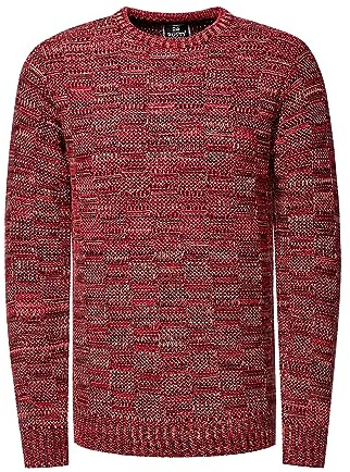 Rusty Neal Herren Pullover Schwerer Grobstrickpullover mit Rundhals-Ausschnitt im Streetwear Kontrast Block-Design S - 3XL 438