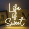 Horseneon Panneau LED « Life Is Sweet » - Blanc chaud - Pour décoration murale - Inscription USB Power LED - Pour chambre à coucher, fête, mariage - Décoration murale - Cadeau