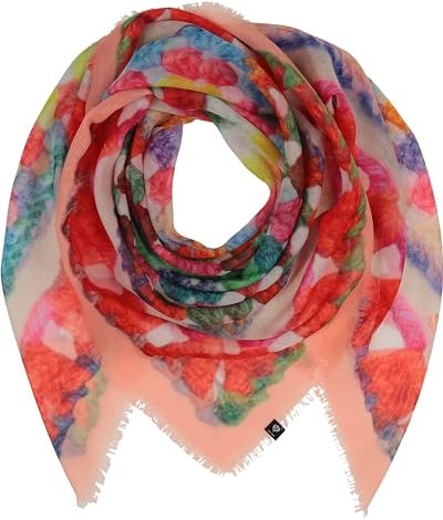 FRAAS Halstuch Damen - Tuch mit Patchwork-Design - 120 x 120 cm - leichter Polyester Schal Damen - Sustainability Edition Apricot