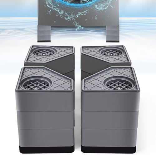 4Pcs Anti Vibration Pads for Washing Machine, Stops Washer Dryer Moving, Prevents Noise, Vibration Transfer, Antivibration Stabilizer Support Feet (Increase4.5in)