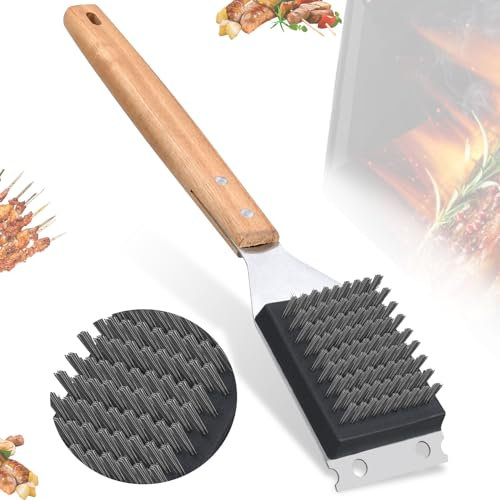 Brosses Et Grattoirs pour Barbecue,Brosse à Barbecue Robuste en Acier Inoxydable,Brosse à Barbecue à Long Manche De 37 Cm,Accessoires De Nettoyage De Barbecue pour Les Grils à Gaz
