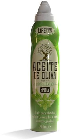 Life Pro Fit Food Oil Spray 200ml | Aceite de Oliva Virgen Extra | Disponible en sabores | Alto en Omega 3 y Ácidos Altos Oleicos | Recetas Con Aceite al Gusto | Fácil de Usar (BASIL)