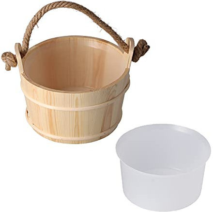 Qukaim Secchio per sauna in legno, 6 l, per bagno turco SPA, ad alta capacità, accessorio per doccia e piscina