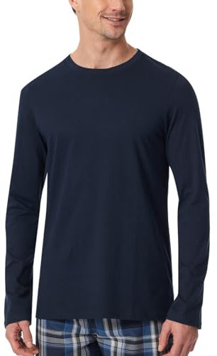 Schiesser Herren Schlafshirt Kurzarm Rundhals Bio-Baumwolle-Mix + Relax Pyjamaoberteil, Nachtblau_182180, 52