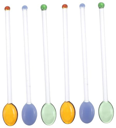 Cabilock Lot De 6 Agitateurs en Verre Multifonctions avec Poignées Confortables pour Cocktails Jus Café