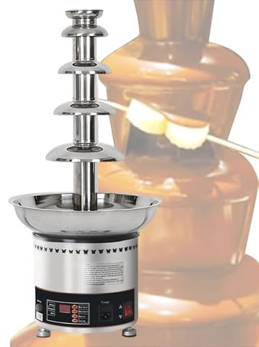 Electric Chocolate Fondue Fountain Machine, Melt Dipping Melting Waterfall Fondue Fountain, Commercial Large Stainless Steel Wedding Candy Fountain, with Digital Control,5tiers