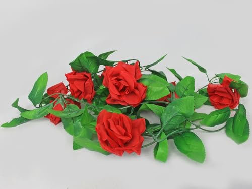 Yudu Guirnalda de hiedra artificial, 243 cm, color rojo