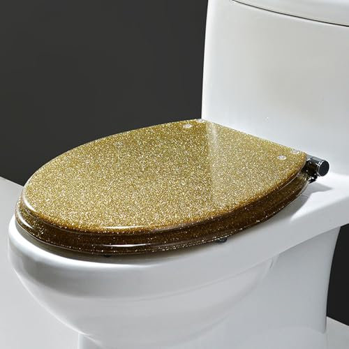 Unikicool Toilettendeckel,Toilettensitz Aus Kunstharz,WC Sitz Glitzer,WC Sitz Mit Absenkautomatik,Glitzer Toilettendeckel Aus Kunstharz,Abnehmbarer Toilettensitz Mit Schnellverschluss
