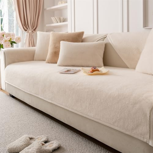 LINGKY Sofa Überzug, Samt Sofabezug 1 2 3 4 Sitzer Sofabezüge Couch Überzug L Form Ecksofa Sofa Couch Überwurfdecke, Sofahusse Sofaüberwürfe Sofaschoner Sofa Abdeckung (Beige,70x120cm)
