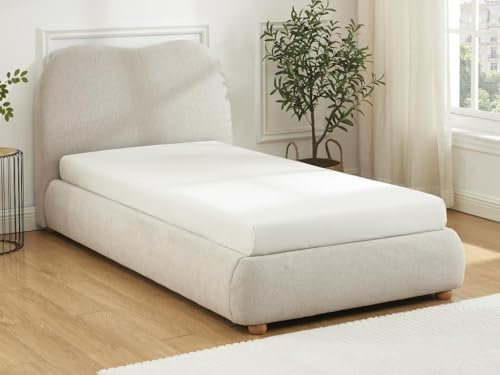 Vente-unique - Bett mit Stauraum 90 x 190 cm Stoff beige - VANARI