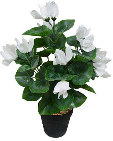 Lacers SMARAGDLINE - Set di 2 ciclamini artificiali, 45 cm, per piante artificiali, in vaso, colori vivaci, come foglie e fiori, per la casa e l'ufficio, decorazione primaverile